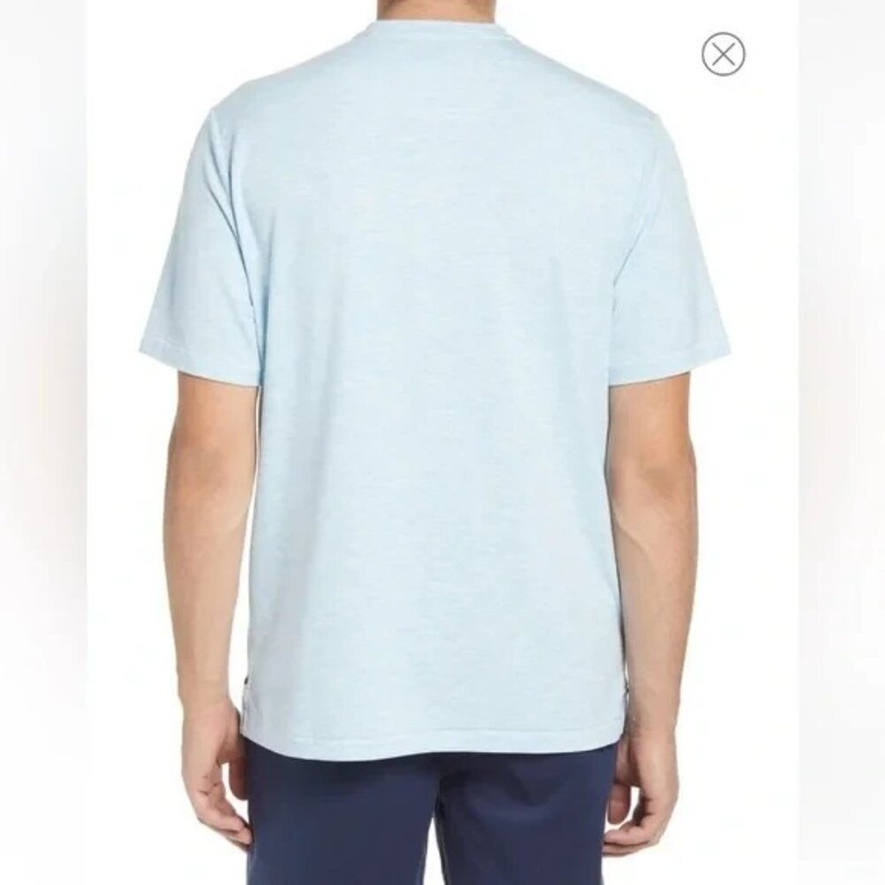Tommy Bahama Men’s Small Picasso Blue Coasta Vera V-Neck Short Sleeve Tee - Picture 4 of 6
